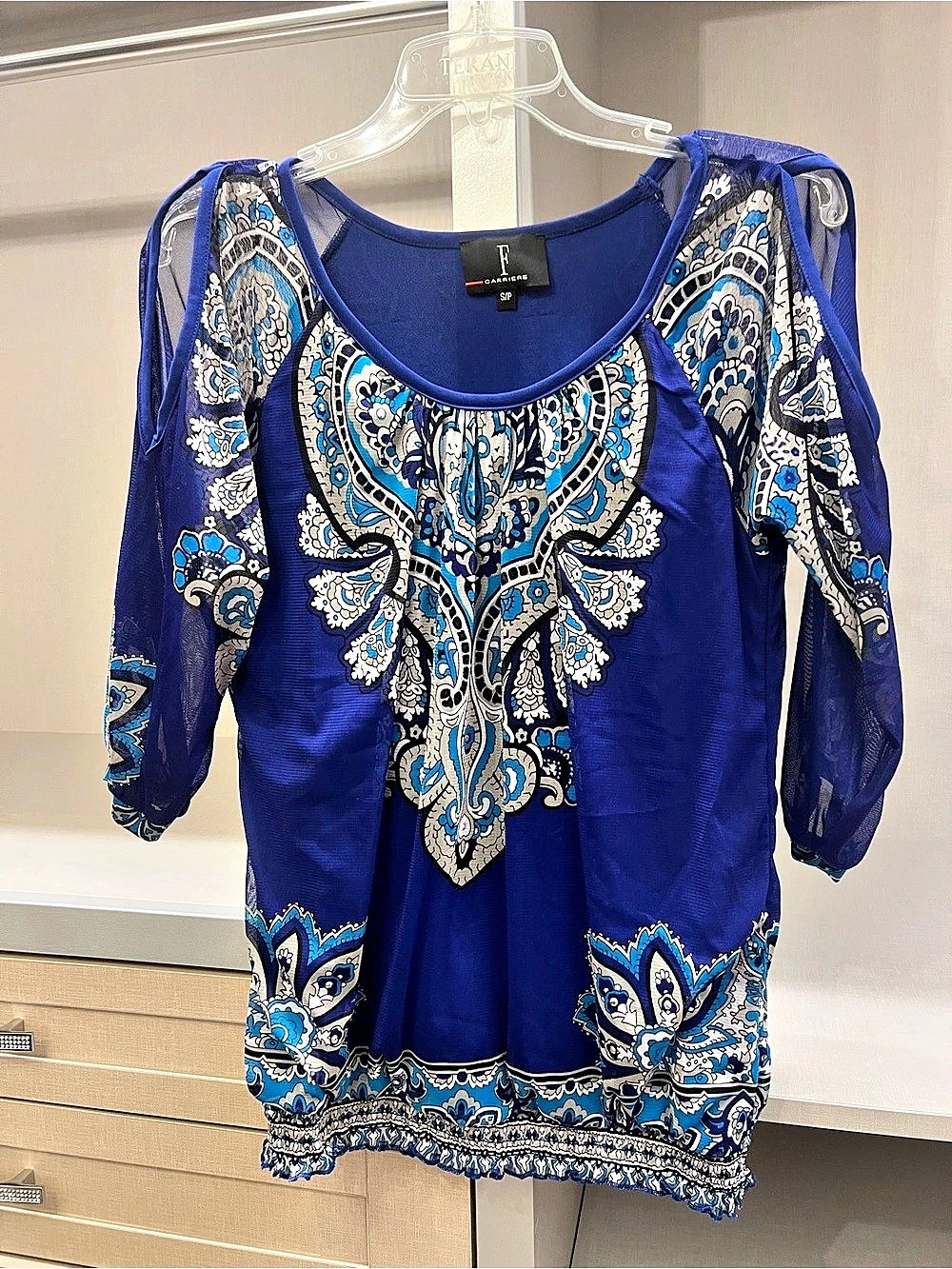 Carriage Paisley Blouse in Blue & White Size Small Like New
